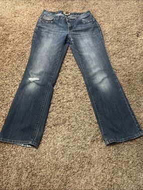 Earl Jeans Distressed Medium Blue Women's Bootcut Jeans